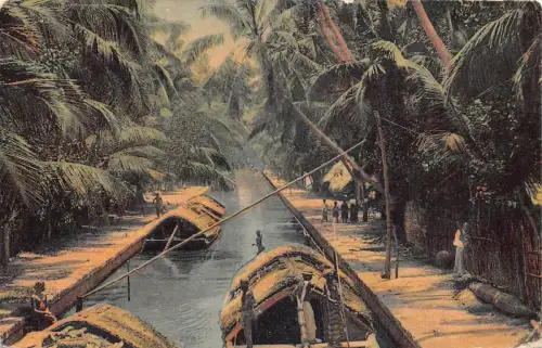 B139 Ceylon Sri Lanka 1905 Negambo Kanalboote Vintage Postkarte