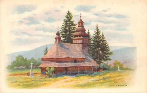 B158 Slowakei Ansicht Holzkirche von Adolf Koerber Kunstpostkarte