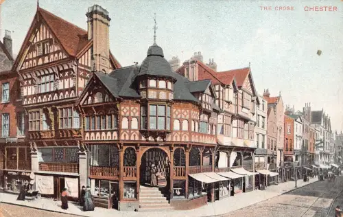 B144 England 1911 The Cross Chester Vintage Postkarte