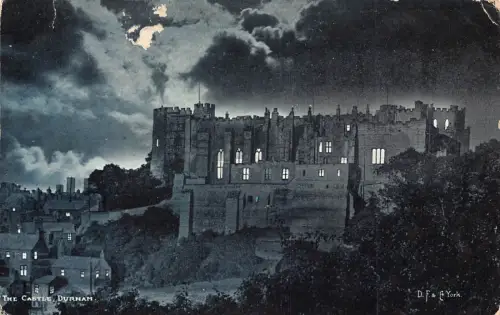 B144 England Castle Durham Moonlight Vintage Postkarte