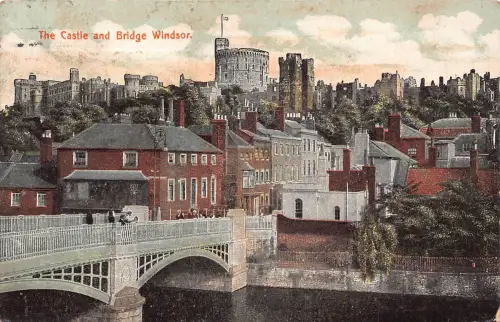 B143 England 1907 Castle And Bridge Windsor Vintage Postkarte