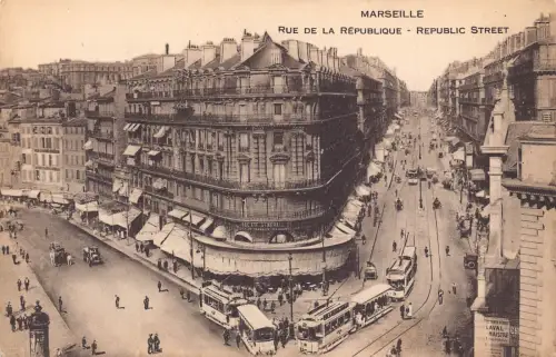 Frankreich Marseille Republik Straßenbahn Auto Oldtimer Postkarte