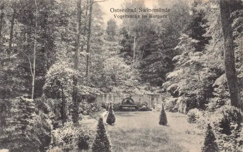 B137 Deutschland 1916 Ostseebad Swinemünde Vogeltraenke im Kurpark Postkarte