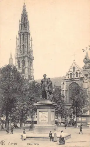 A646 Belgien Anvers Antwerpen Place Verte Square Vintage Postkarte