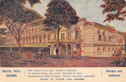 B431 Ceylon Sri Lanka Bristol Hotel Colombo Restaurant Grill Menü Adv Postkarte