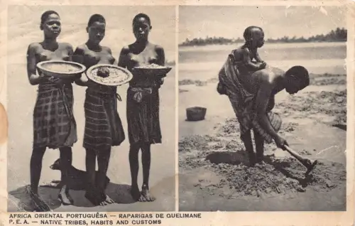 L550 Mosambik Ureinwohner Stämme Gewohnheiten und Bräuche Akt gewagt 1938 Postkarte