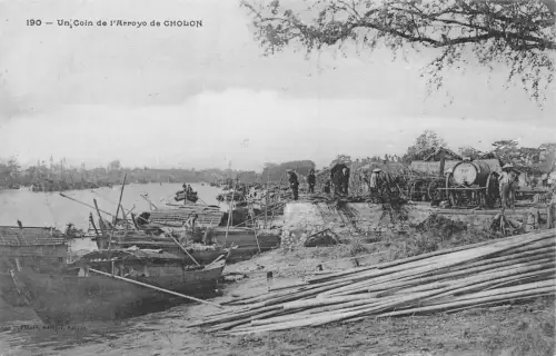 L550 Vietnam Arroyo de Cholon Boote Karren Ethno Vintage Postkarte
