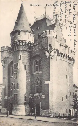 Belgien 1909 Bruxelles Brüssel Schloss Porte de Hal Vintage Postkarte