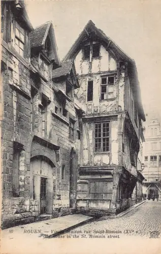 A656 Frankreich Rouen Vieille Maison Rue Sain Romain Old House Street Postkarte