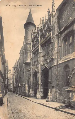 A657 Frankreich Rouen Rue St Romain Straße Vintage Postkarte