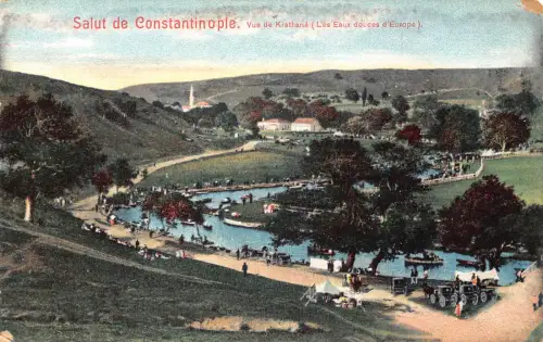 A668 Türkei Istanbul Salut de Constantinople Vue de Kiathane Vintage Postkarte