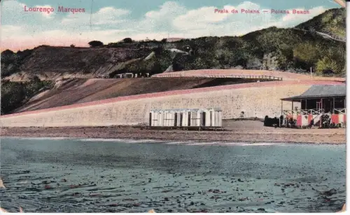 Mosambik Lourenco Marques Maputo Praia da Polana Strand Vintage Postkarte