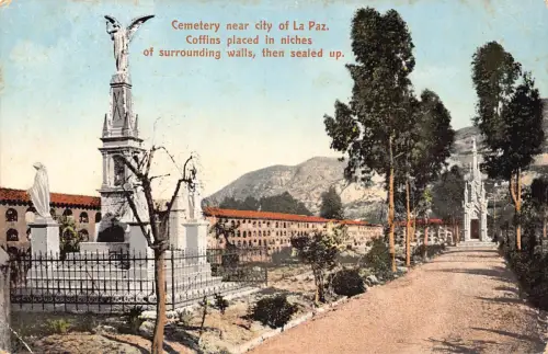 Bolivien Friedhof in der Nähe von La Paz Sarg in Mauern Vintage Postkarte