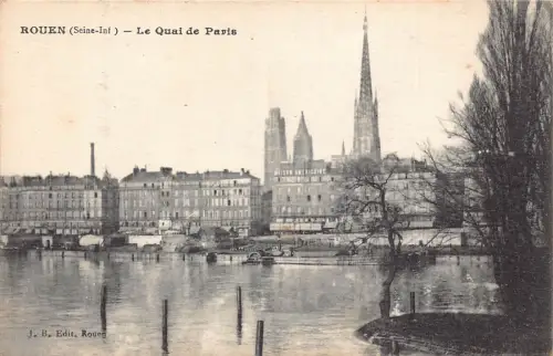 A675 Frankreich Rouen Le Quai de Paris Vintage Postkarte