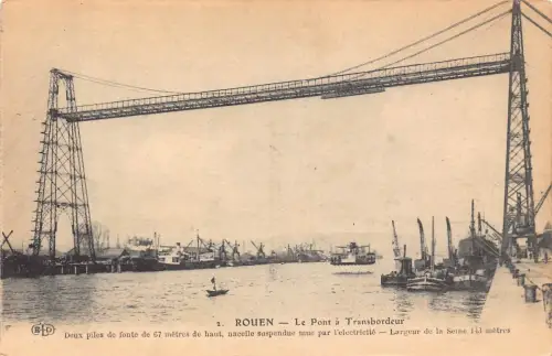 A676 Frankreich Rouen Pont a Transbordeur Brücke Dampfschiffe Vintage Postkarte