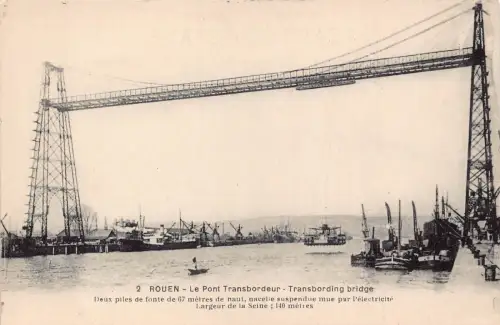 A676 Frankreich Rouen Transbording Brücke Dampfschiffe Vintage Postkarte