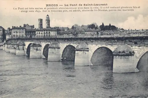 A677 Frankreich Macon Pont de Saint Laurent Brücke Vintage Postkarte