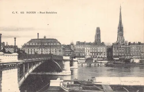 A677 Frankreich Rouen Pont Boieldieu Brücke Vintage Postkarte