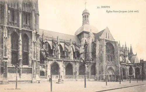 A677 Frankreich Dieppe Eglise Saint Jacques Kirche Vintage Postkarte