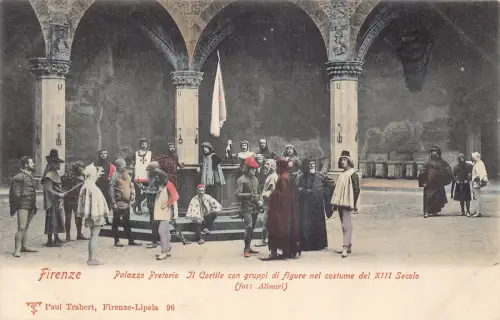 Italien Firenze Florenz Palazzo Pretorio Cortile Schauspieler Mittelalter Kleidung Postkarte