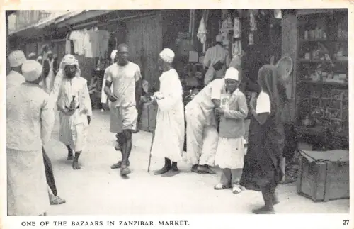 B441 Tansania Einer der Basare auf Sansibar Markt Einheimische Jungen Ethnische Postkarte