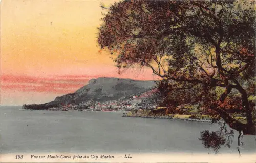 A871 Monaco Vue sur Monte-Carlo prise du Cap Martin Vintage Postkarte