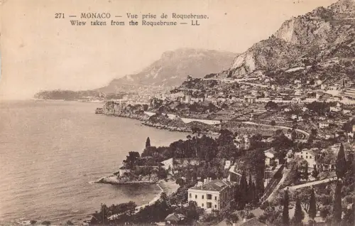 A872 Monaco Ansicht aufgenommen von Roquebrune Vintage Postkarte