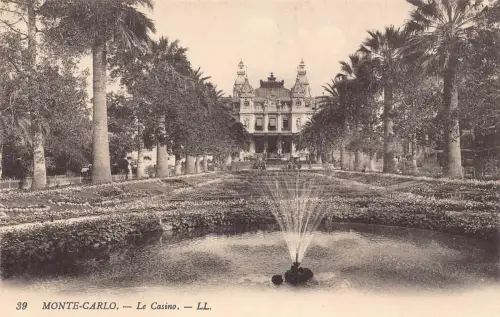 A872 Monaco Monte Carlo Brunnen Casino Vintage Postkarte