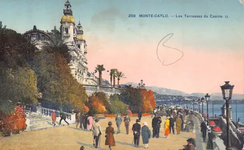 A871 Monaco Monte Carlo Casino Terrasse Vintage Postkarte