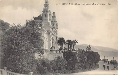 A871 Monaco Monte Carlo Casino und Theater Vintage Postkarte
