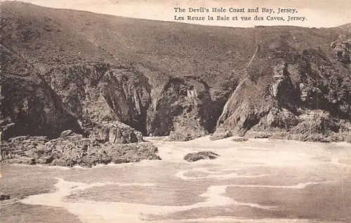 A684 Jersey The Devil's Hole Coast and Bay Vintage Postkarte