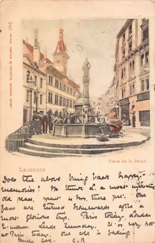 Schweiz 1899 Lausanne Place de la Palud Vintage Postkarte
