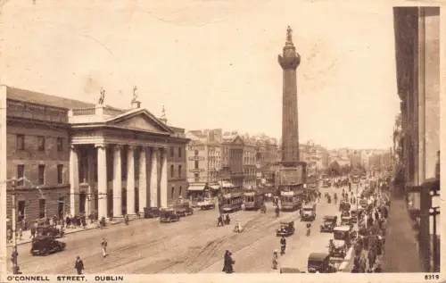 A685 Irland Dublin O'Connell Street Car Doppeldecker Straßenbahn 1946 Postkarte