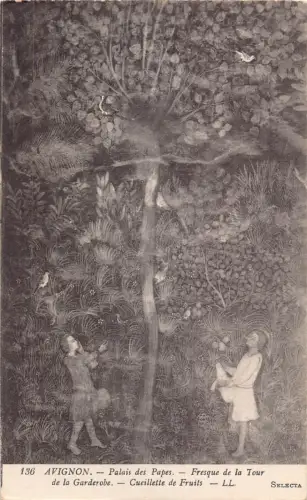 C001 Frankreich, Avignon, Palais des Papes, Fresque Vintage Postkarte
