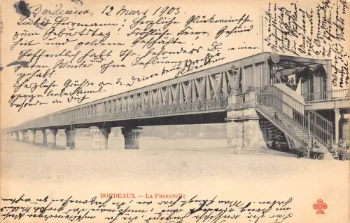 Frankreich 1905 Bordeaux La Passarelle Brücke Vintage Postkarte