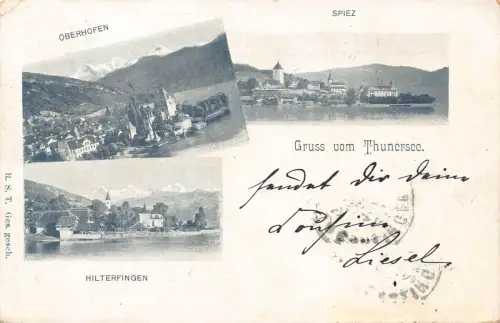 A061 Schweiz 1899 Thunersee Thunersee Spiez Oberhofen Hilterfingen Postkarte