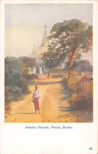 A664 Myanmar Burma Ananda Pagode Vintage Postkarte