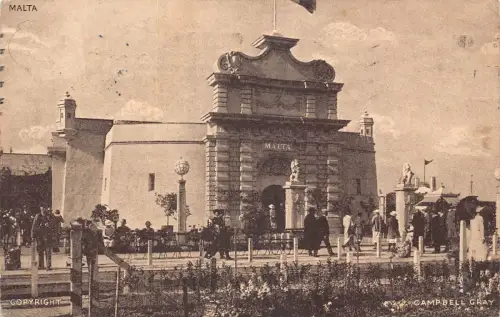 A665 Malta Campbell Gray British Empire Ausstellung Vintage Postkarte