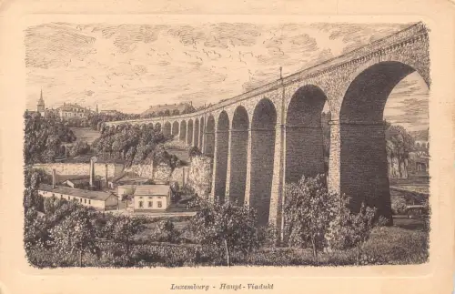 A665 Luxemburg Haupt Viadukt Viadukt Passepartout Vintage Postkarte