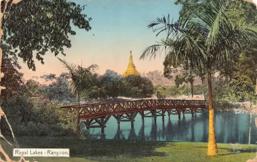 L475 Myanmar Burma Rangun Royal Lakes 1913 Vintage Postkarte