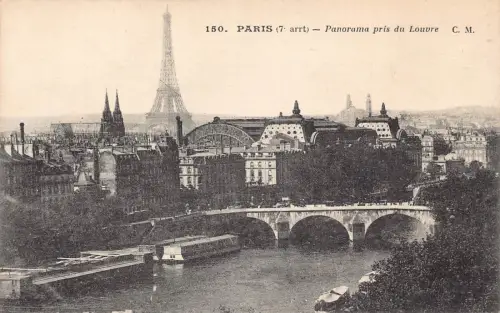 C009 Frankreich, Paris, Panorama pris du Louvre Vintage Postkarte