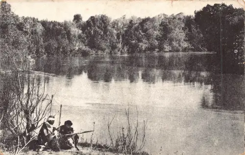 A875 Jordan Fluss Landschaft Ethnik Fischer Vintage Postkarte
