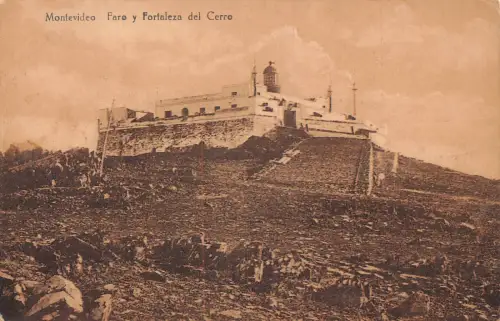 A877 Uruguay Montevideo Faro y Fortaleza del Cerro Vintage Postkarte