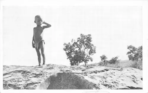 Swasiland eSwatini Young Boy on Rocks Native Ethno Vintage Postkarte
