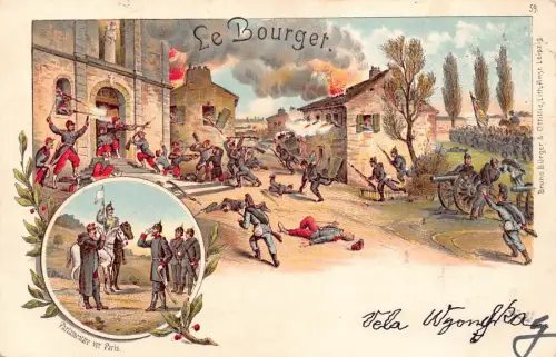 L003 Deutschland 1899 Le Bourget Schlacht Militär Litho Postkarte