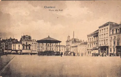 Belgien Charleroi Place du Sud Cafe H Heureux Collin Zigarren Vintage Postkarte