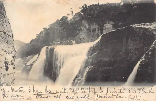 Neuseeland Te Reinga Falls Gisborne Wasserfall Vintage Postkarte