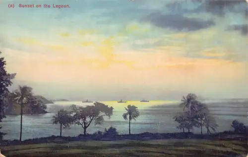 A881 Nigeria Sonnenuntergang an der Lagune Vintage Postkarte