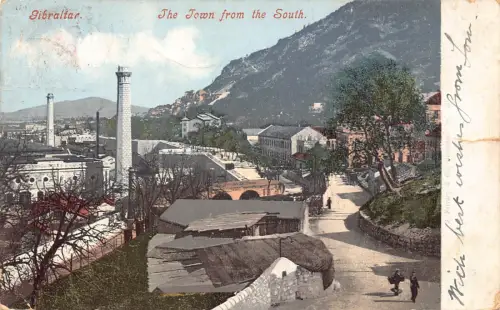 Gibraltar Die Stadt aus dem Süden Vintage Postkarte