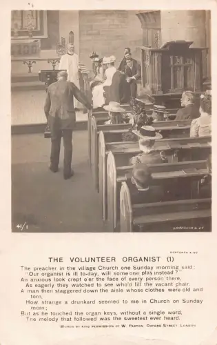 A717 Religiöses Lied Der Freiwillige Organist 1 Kirchenchor RPPC 1908 Postkarte